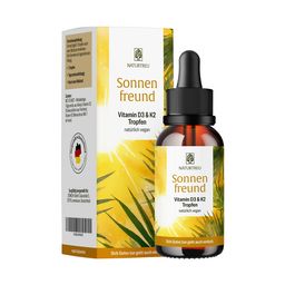 1000 I.E. Vitamin D3 K2 1200 Tropfen 30 ml hochdosiert pflanzlich Sonnenfreund NATURTREU®