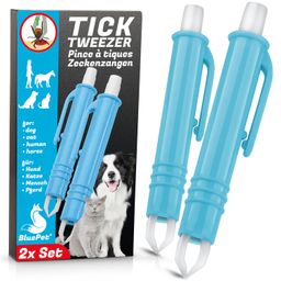 BluePet Automatische Zeckenzange 2er Set, Zeckenentferner für Hund, Katze, Mensch, Zeckenpinzette
