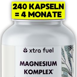 XTRA FUEL Magnesium Komplex 400 mg - 240 Kapseln pro Dose - Bisglycinat, Citrat & Malat - vegan