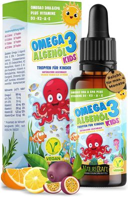 NatureCraft KIDS Vegan Algenöl Omega 3 Plus Tropfen