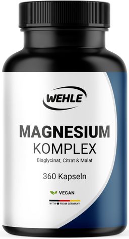 Magnesium Komplex Hochdosiert - 360 Kapseln - 120 Tage Vorrat - Wehle Sports