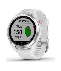 Pulsuhr / Tracker Garmin Golfuhr Approach S42 Silber poliert mit weißem Armband 010-02572-01
