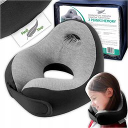 Medi Sleep Kinder-Reisekissen aus Memory-Schaum schwarz-grau