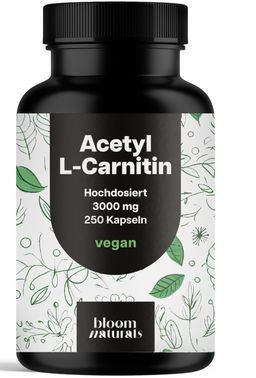Acetyl-L-Carnitin - 250 Kapseln - 500 mg pro Kapsel - Bloom Naturals®