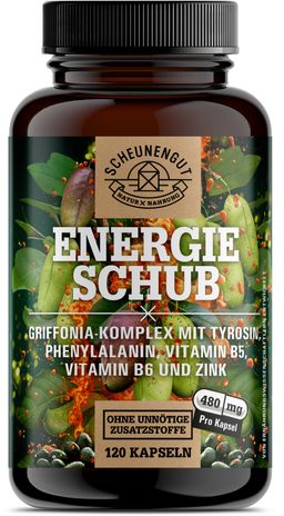 Scheunengut® ENERGIESCHUB | 5-HTP aus Griffonia | Serotonin Dopamin Kapseln