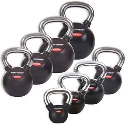 Sport-Thieme Kettlebell-Set Gummiert mit glattem Chrom-Griff