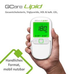 Gcare LIPID Gesamtcholesterin Messsystem mit Teststeifen und Lanzetten und Etui