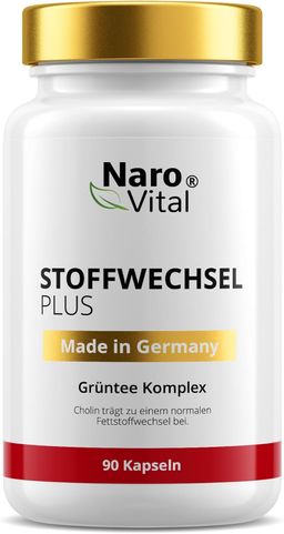 NaroVital Stoffwechsel Plus Hochdosiert - 90 Kapseln - Grüntee, Grüner Kaffee, Bittermelone & Cholin