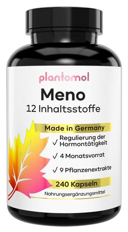 plantomol® Wechseljahre Kapseln für Hormon Balance mit B6 Yams Rotklee & Mönchspfeffer - Meno