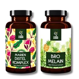 WURZELLIEBE Set aus Mariendistel, Artischockenextrakt, Löwenzahn 120 Kapseln & Bromelain 120 Kapseln
