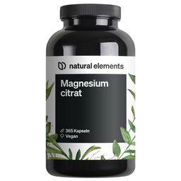natural elements Premium Magnesiumcitrat – 365 Kapseln – 2320mg davon 360mg Magnesium/Tagesdosis