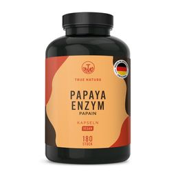 TRUE NATURE® Papaya Enzym Kapseln (Papain Kapseln) - 2100mg Papain Extrakt - Vegan & Made in Germany