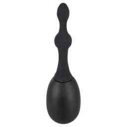 Silikon Analdusche mit stimulierenden Kugeln | mit Schraubgewinde und Pumpball | Black Velvets