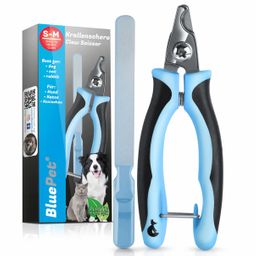 BluePet Krallenschere ergonomisch, Krallenzange kleine Hunde, Katzen & Kleintiere inkl. Krallenfeile