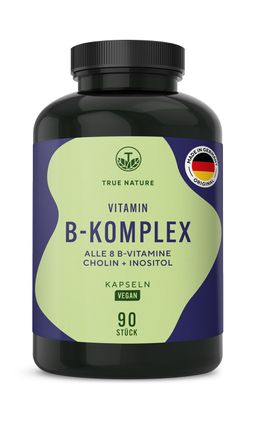 TRUE NATURE® Vitamin B-Komplex Kapseln - Alle 8 B-Vitamine + Cholin & Inositol