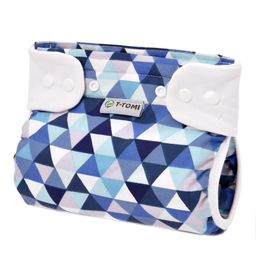 T-TOMI Orthopädisches Spreizhöschen für breites Wickeln - druckknöpfe, blue triangles (3-6 kg)