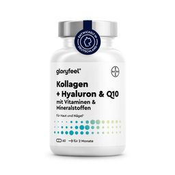 gloryfeel ® Kollagen + Coenzym Q10 + Hyaluronsäure - Zink, Magnesium, Vit B12, D3, A & C  60 Kapseln