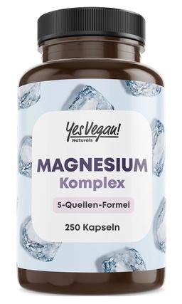 Magnesium Komplex (250 Kapseln) 5 Quellen - Magnesium Bisglycinat Citrat Glycinat Oxid Malat vegan