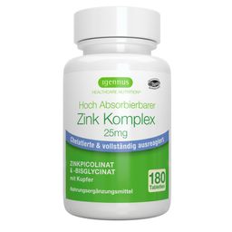 Igennus Zink Tabletten Zinkchelat 25 mg, Bisglycinat & Picolinat mit Kupfer, Hochdosiert Clean Label