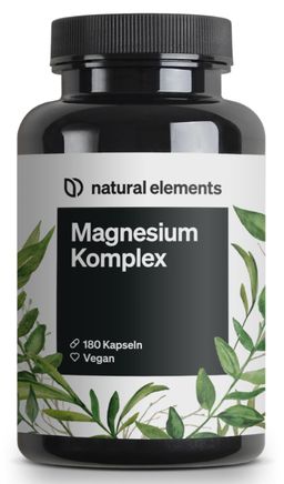 natural elements Magnesium Komplex – 5 hochwertige Verbindungen – 400mg elementares Magnesium/Tag