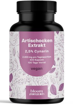Artischockenextrakt - 400 Kapseln - 2400 mg Artischockenextrakt mit 60 mg Cynarin - Bloom Naturals®
