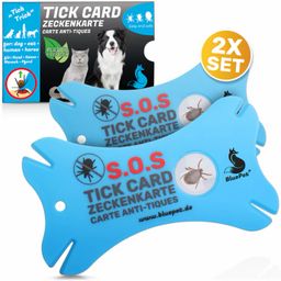 BluePet 2x Zeckenkarte mit Lupe - Zeckenentferner für unterwegs - Zeckenhaken Zeckenzange Hund Katze