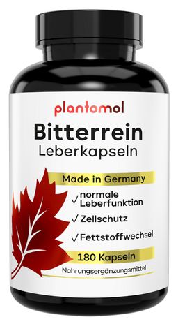 plantomol® Leber Kur Kapseln mit Mariendistel Artischocke Löwenzahn & Cholin - Bitterrein