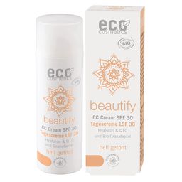 Eco Cosmetics CC Cream, Tagescreme getönt hell mit OPC, Q10 und Hyaluronsäure, LSF 30
