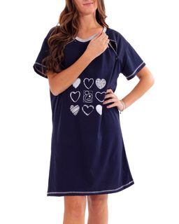 MYSANITY® Stillhemd aus Bio-Baumwolle, Kurzarm, Blau