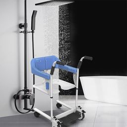 Ausilium Moovy Dusch-Toilettenstuhl mit Rollen und Fußstützen