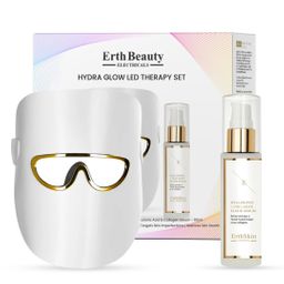 ErthSkin London Hydra Glow LED Therapie Set (LED Licht Therapie Maske weiß mit HA Serum)