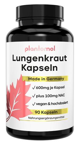plantomol® Lungenkraut Kapseln - 600mg Lungwort pro Kapsel mit Vitamin B2 für die Schleimhäute