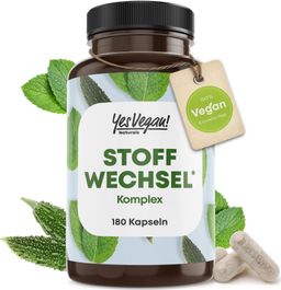 Yes Vegan® Stoffwechsel Kapseln (180 Kapseln) mit Cholin, Zink, L-Carnitin, Chrom, Koffein