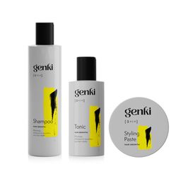 Genki Haircare Hair Growth Routine Set mit 5-ALA Set bestehend aus Shampoo, Tonic und Styling Paste