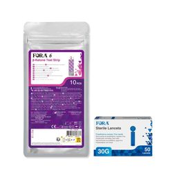 FORA 6 Ketonenteststreifen + FORA Lanzetten 30G - Kompatibel mit FORA 6 Connect