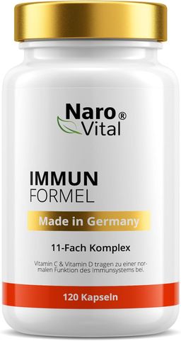NaroVital Immun Formel Hochdosiert - 120 Kapseln Echinacea, Hagebutte, Zistrose, Vitamin C, D3, Zink