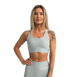 Sport-BH Damen mit verstellbaren Trägern und gekreuztem Rücken in Eucalypt