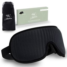 OMNIRELEXX® Atmungsaktive 3D SCHLAFMASKE inkl. Reisebeutel (Schwarz)