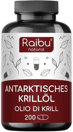 Krillöl Kapseln 1.200 mg, Reich an Omega-3, -6, -9, Astaxanthin und Phospholipiden - RAIBU