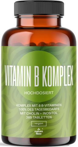 Vitamin B Komplex Hochdosiert - 365 Tabletten - Alle 8 B-Vitamine - Nature Flow®