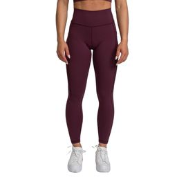 GymBeam Leggings Damen Mesh-Panel mit Tasche und hoher Taille in Eggplant
