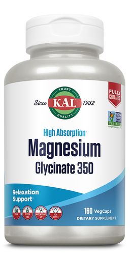 KAL Magnesium Glycinat 350 mg 120 Kapseln hochdosiert vegan laborgeprüft Muskeln Nerven Sportler
