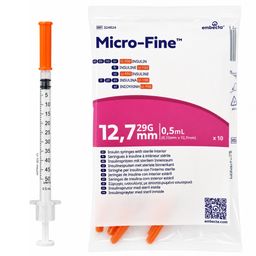 embecta Micro-Fine+ U100 Insulinspritzen 0,5 ml 29G, 0,33 x 12,7 mm