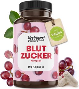 Yes Vegan® Yes Vegan® Blutzucker Komplex , 140 Kapseln mit Traubenkernextrakt OPC, Chrom, Magnesium