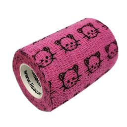 LisaCare selbsthaftende Bandage - Katze rosa - 7,5cm x 4,5m
