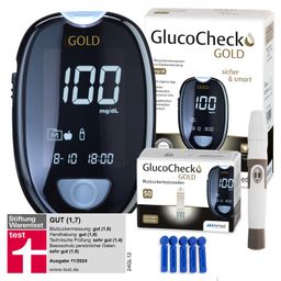 GlucoCheck GOLD Blutzuckermessgerät (mg/dl) + 60 Teststreifen