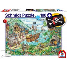 schmidt Puzzle In der Piratenbucht 100 Teile + Geschenk (Piratenflagge)