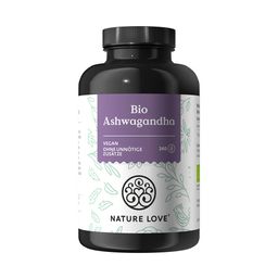 NATURE LOVE® Bio Ashwagandha - 240 Kapseln - 1950mg/Tagesdosis - Hochwertiges indisches Ashwagandha
