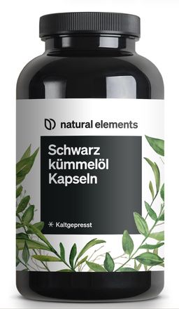 natural elements Schwarzkümmelöl original Nigella sativa – 400 Kapseln – 1.000mg Schwarzkümmelöl/Tag