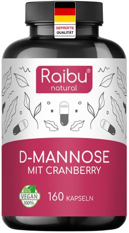 D-Mannose mit Cranberry Kapseln, Hergestellt in Deutschland, 160 St- RAIBU